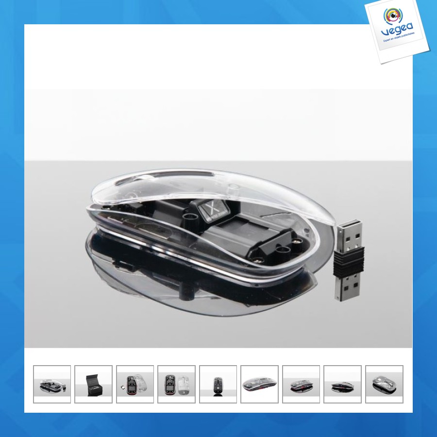 Souris sans fil publicitaire transparente import