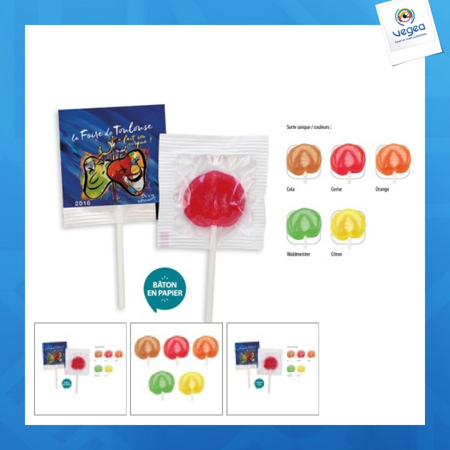 Sucette ronde personnalisable aplatie cerise