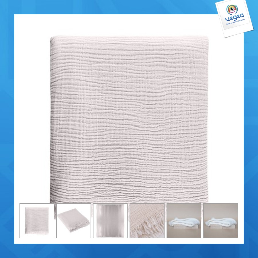 Plaid promotionnel en mousseline de coton 130x150cm