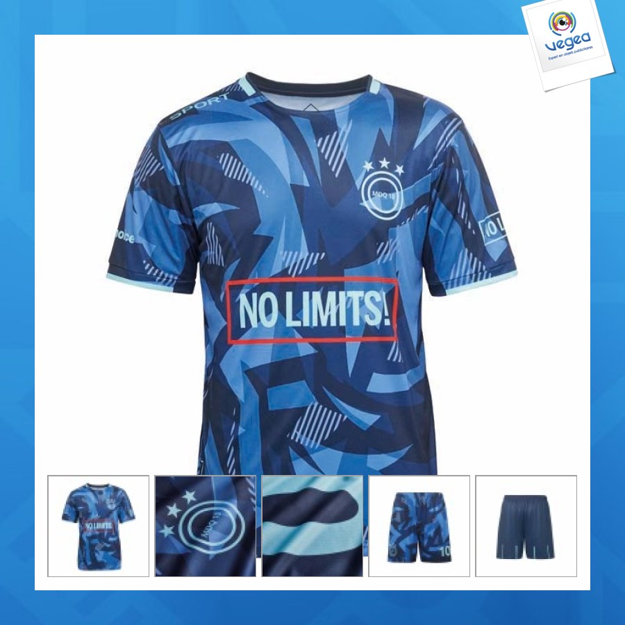 Maillot de football publicitaire premium- 100% personnalisé- col rond