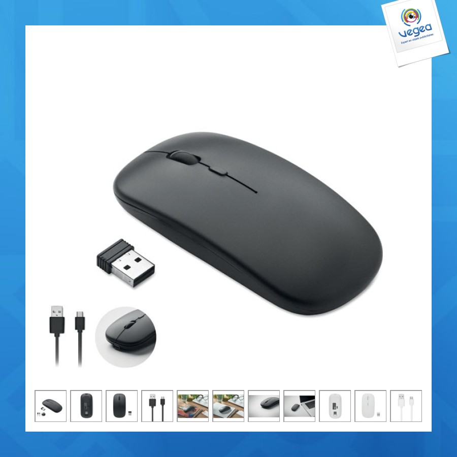Souris sans fil promotionnelle rechargeable