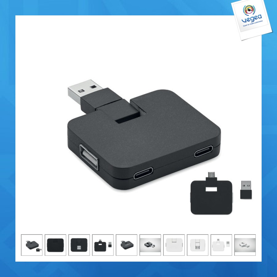 Hub usb personnalisé 4 ports et câble 20cm