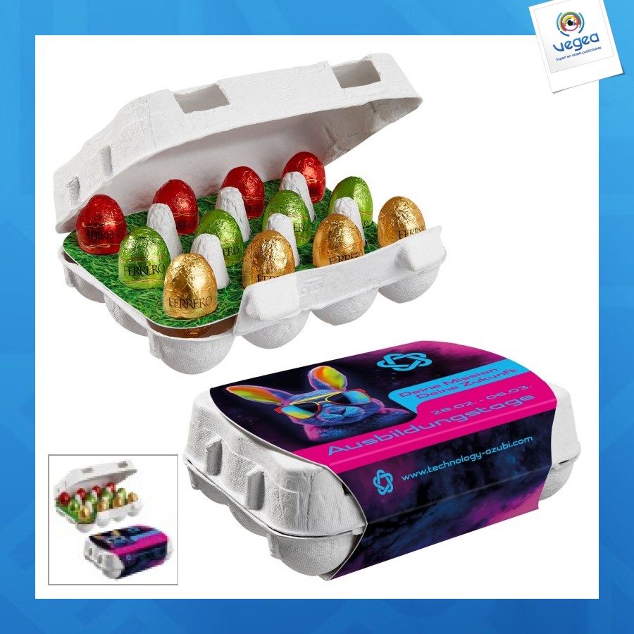 Boîte en carton de 12 oeufs de pâques, oeufs de ferrero küsschen