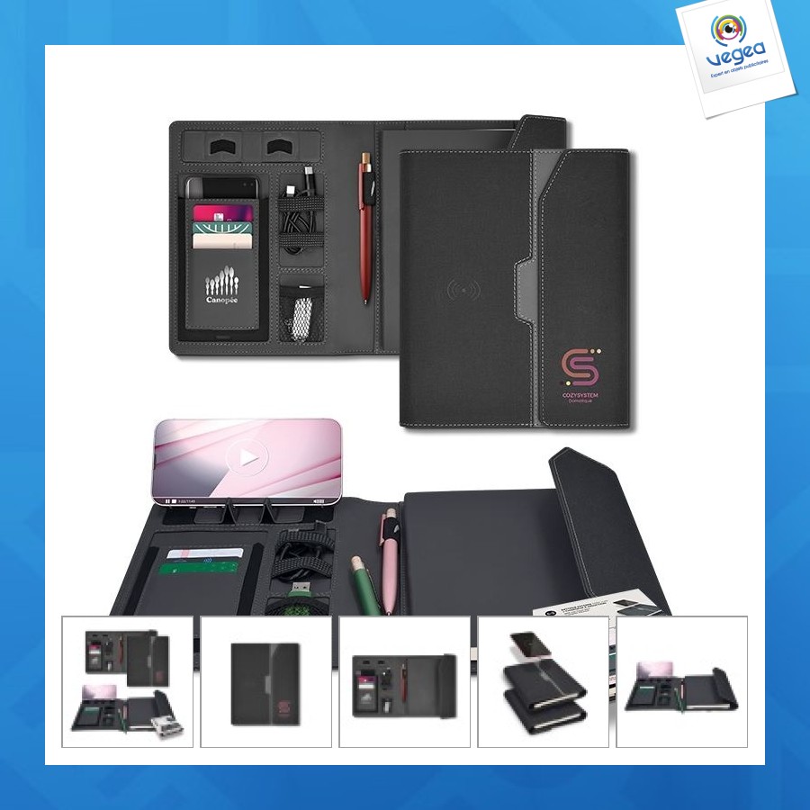 Conferencier personnalisable a5 avec chargeur a induction et batterie 5000 mah