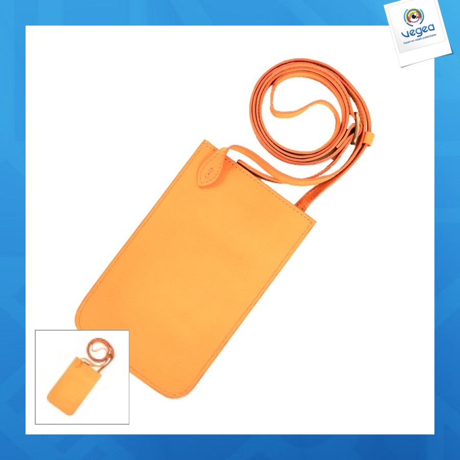 Pochette publicitaire smartphone cuir peach