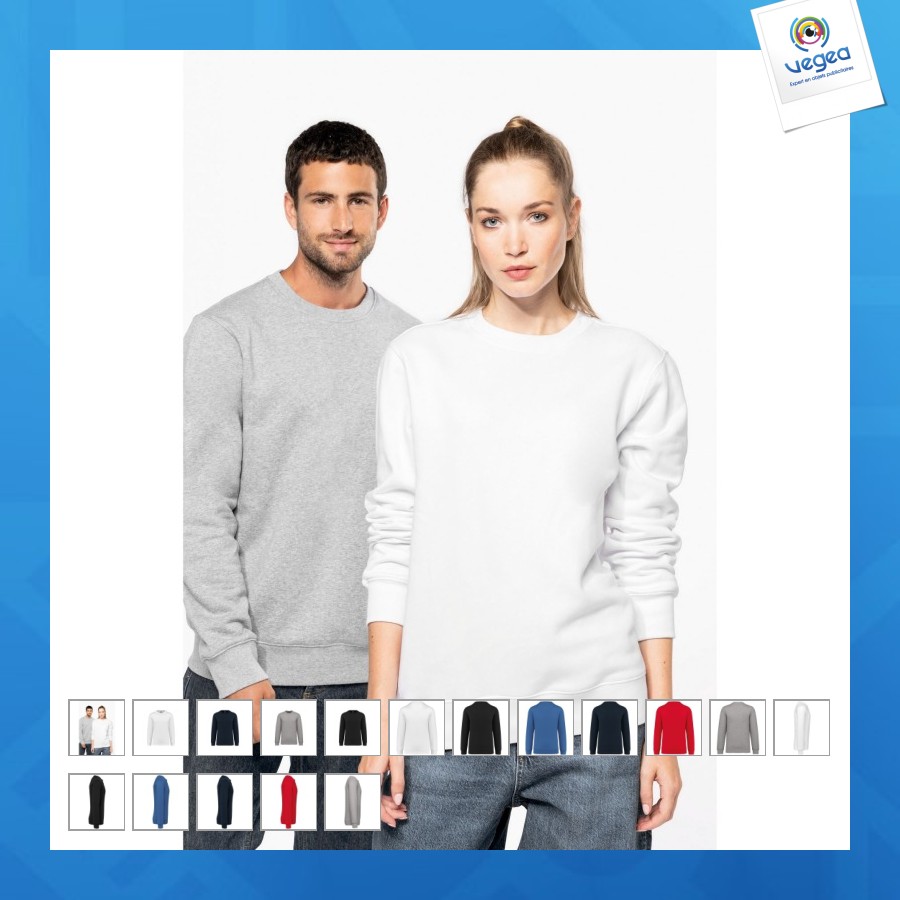 Sweat-shirt personnalisé col rond 80/20 unisexe
