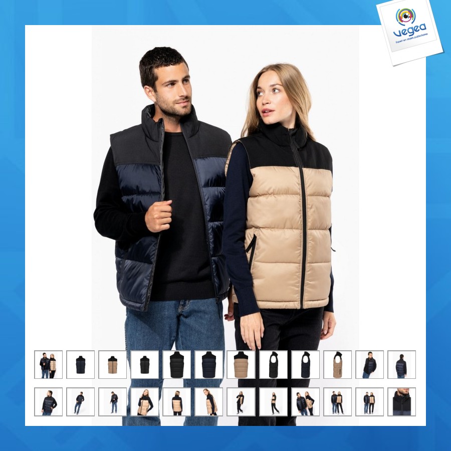 Bodywarmer personnalisable matelassé bi-ton unisexe