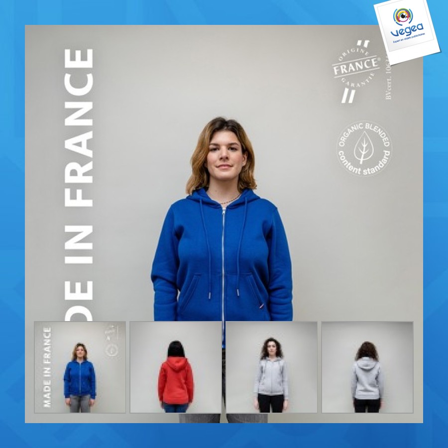 Hoodie femme molletonné zippé