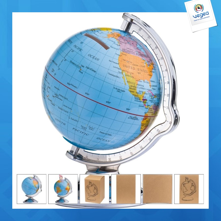 Tirelire globe publicitaire