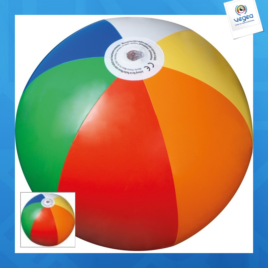 Ballon de plage publicitaire multicolore