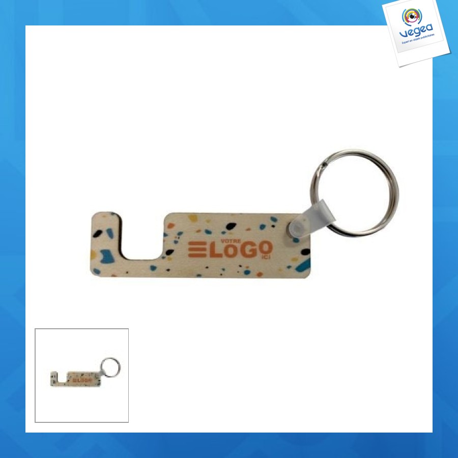 Porte-clés support de téléphone personnalisable en bois - france