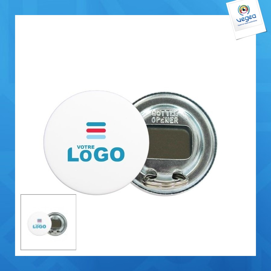 Décapsuleur personnalisable aimanté rond 56mm brillant - france