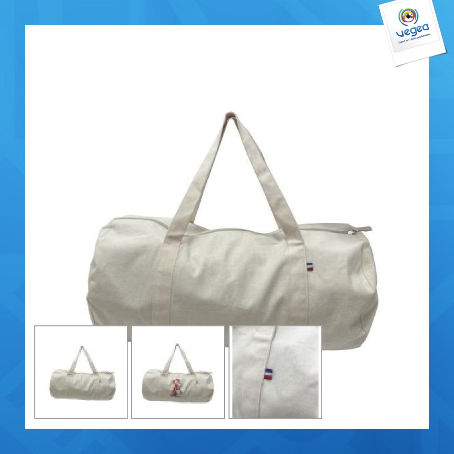 Sac de sport publicitaire français bio - ecru