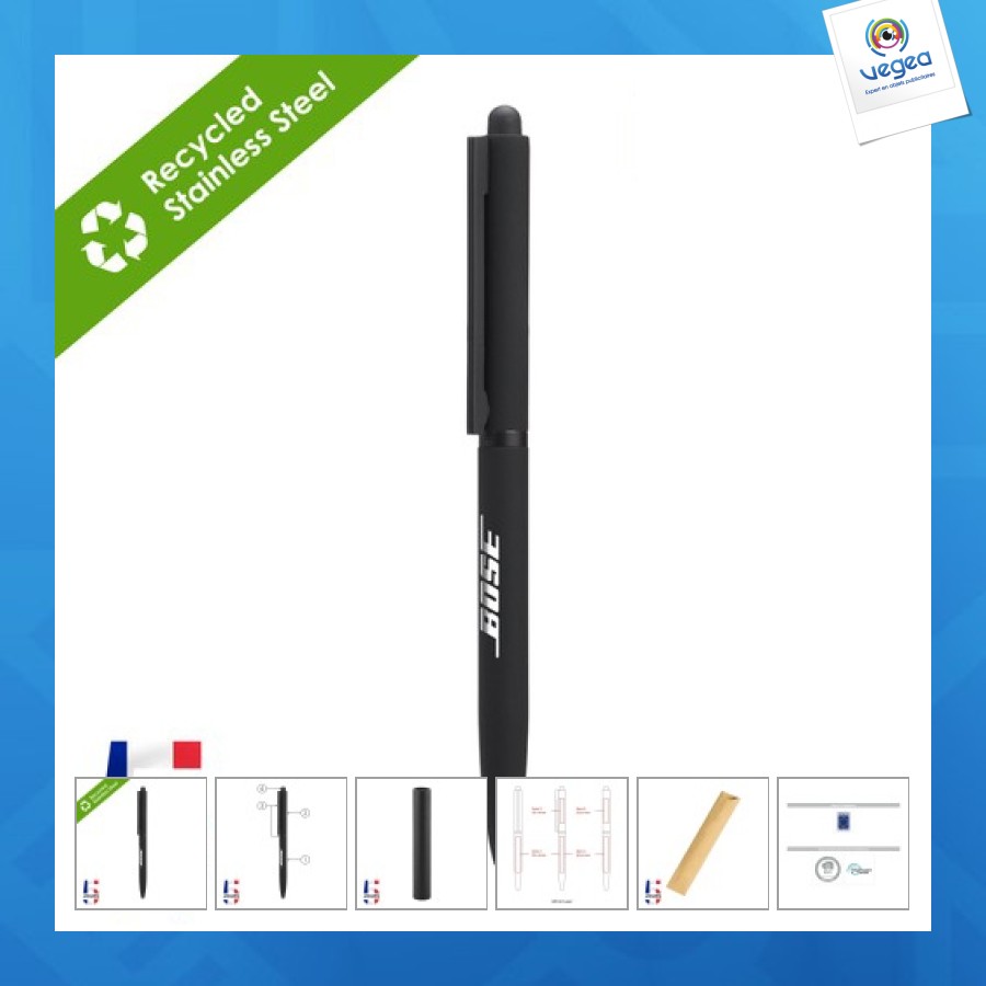 Stylo bille personnalisé stylet twist noir