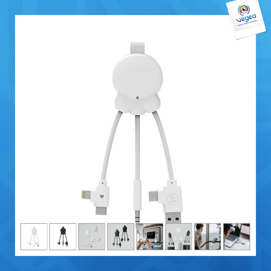 Octopus bt - câble et transmetteur avec logo audio sans fil bluetooth