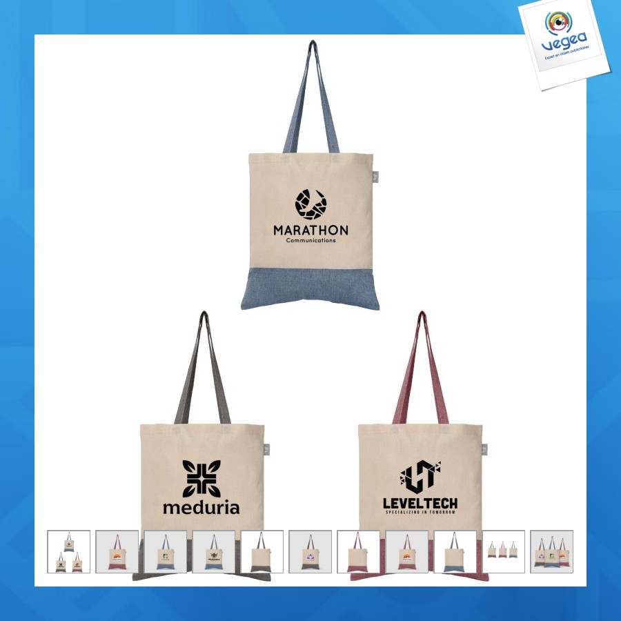 Quebec - sac publicitaire fourre-tout en coton recyclé bicolore 140 g/m² sérigraphie