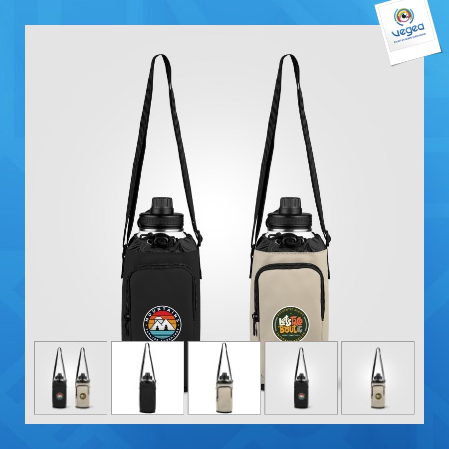 Sac pour bouteille en pu recyclé à fermeture éclair - 1.8 l sérigraphie