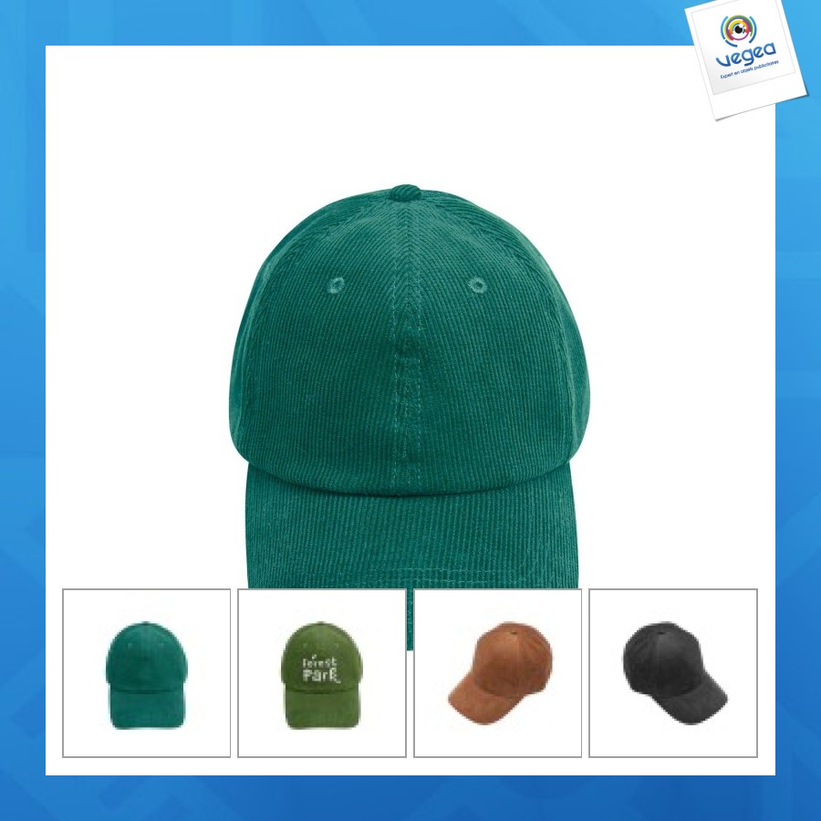 Casquette velours 6 pans