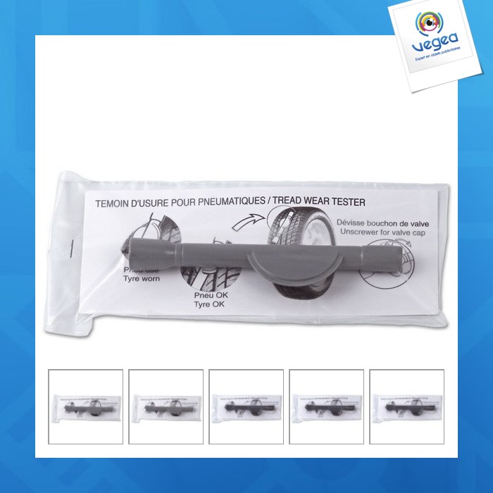 Testeur usure personnalisable de pneus en sachet individuel avec notice