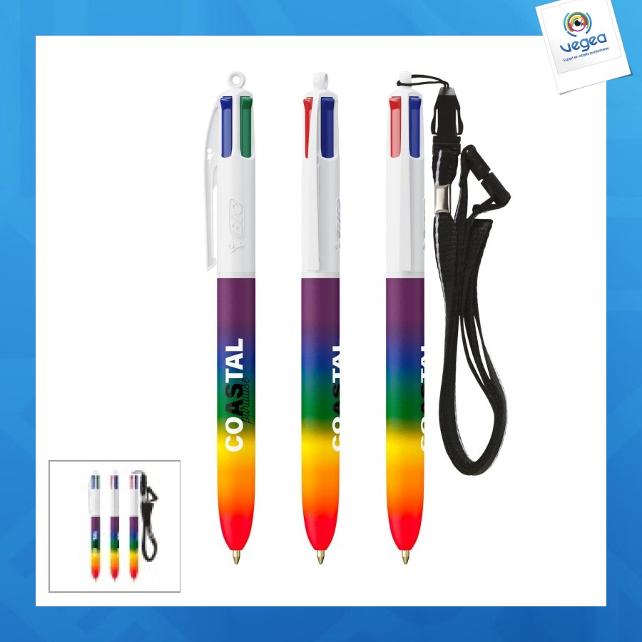 Bic® 4 couleurs® rainbow decor lanyard