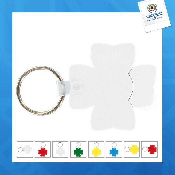 Porte-clés jeton personnalisable trèfle anneau 25mm