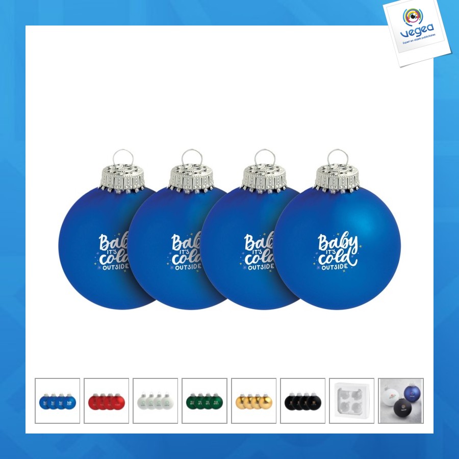 Boule de noël personnalisée ø6cm - lot de 4 - made in europe
