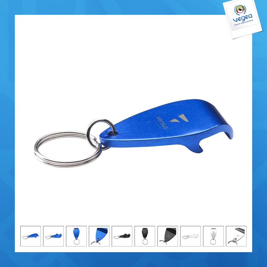 Décapsuleur promotionnel en aluminium recyclé et porte-clés
