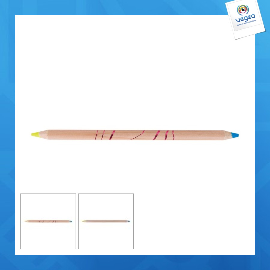 Crayon bi-couleurs naturel fluo 17,6cm