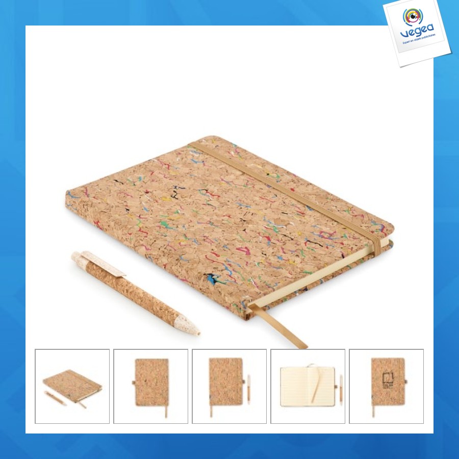 Cornota - cahier a5 personnalisable en liège de couleur