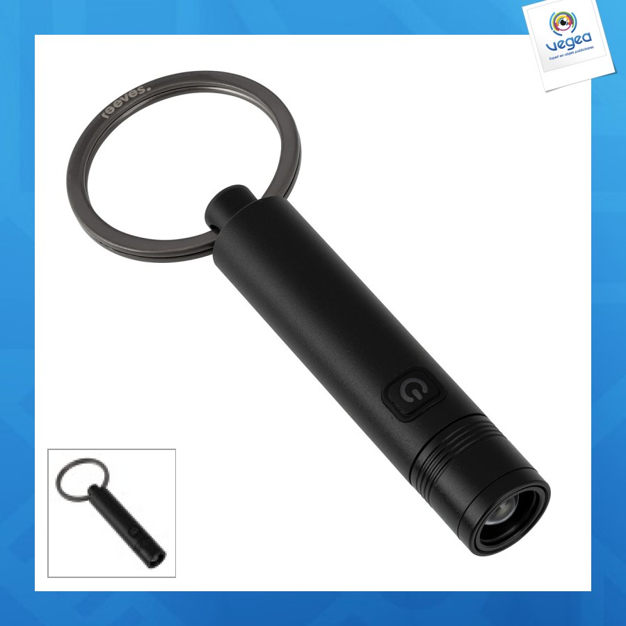 Porte-clés publicitaire avec lampe de poche led rechargeable reeves-porto light