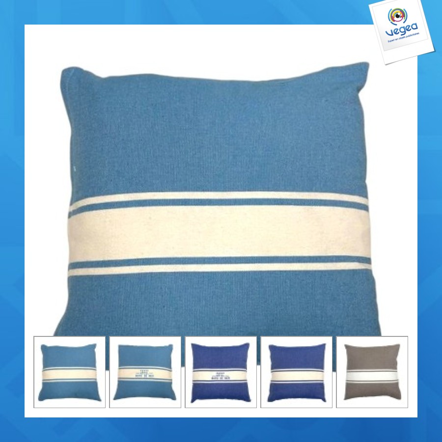 Coussin personnalisable de plage toile de fouta recyclée 40x40cm