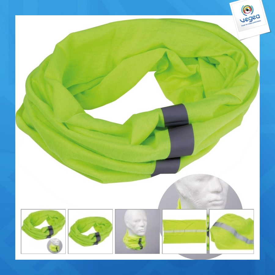 Echarpe publicitaire bandana loop avec bandes réfléchissantes
