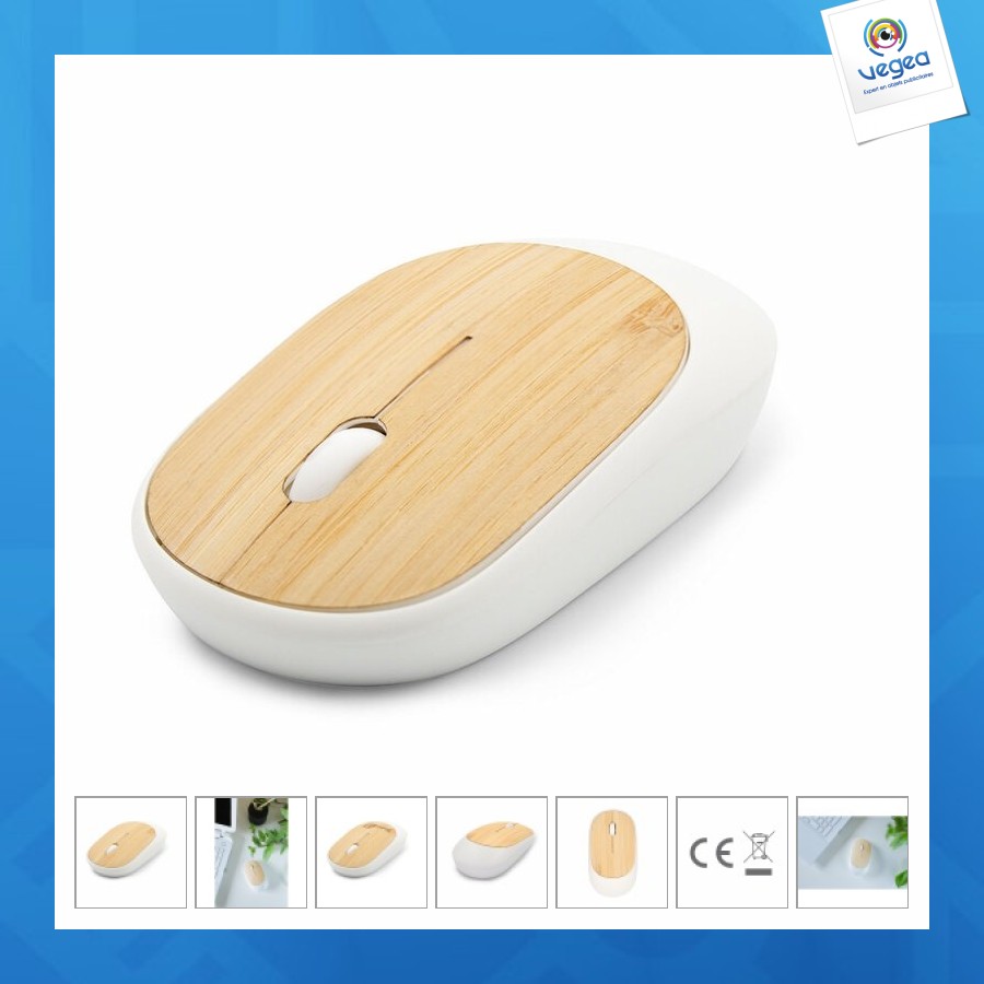 Souris d'ordinateur publicitaire sans fil, détail bambou - judith