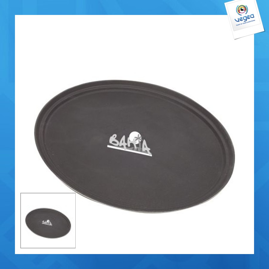 Plateau antidérapant publicitaire ovale 68cm