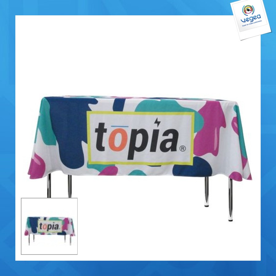 Nappe personnalisable à couverture totale - 137x178cm table de 4 pieds