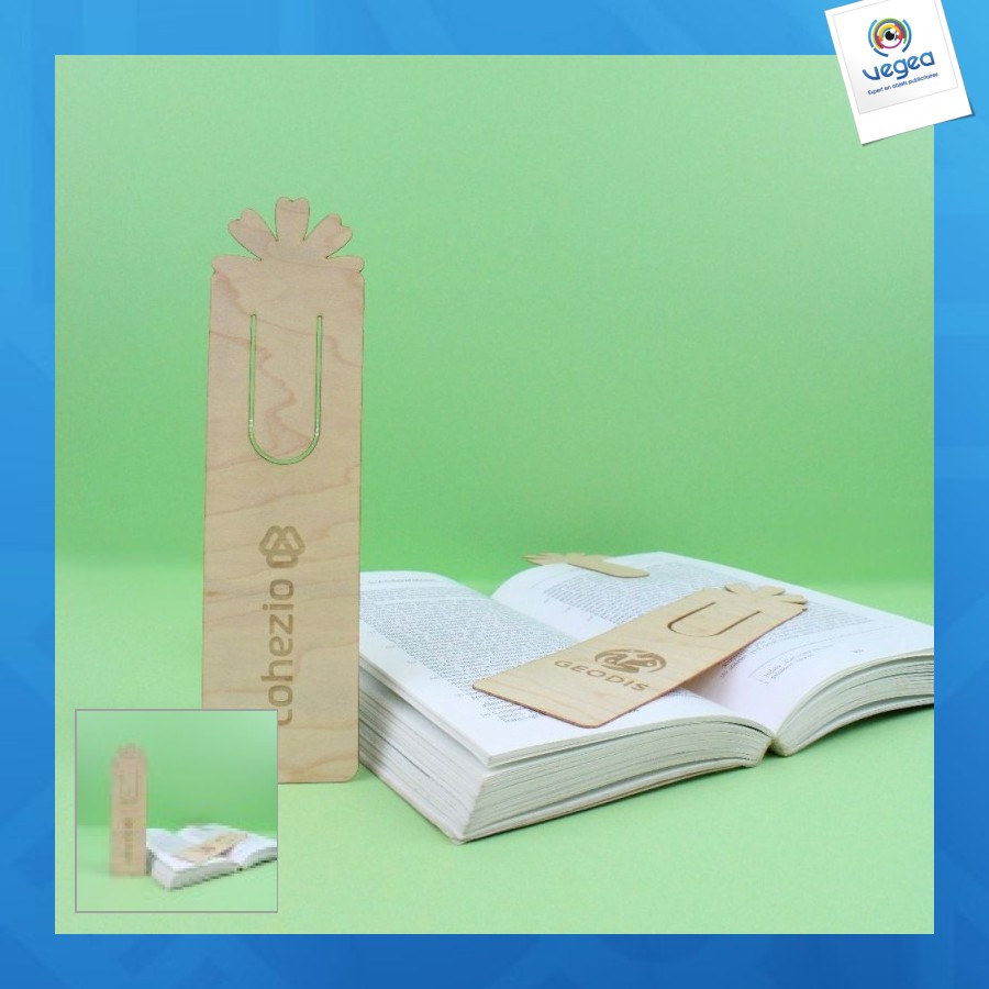 Marque page publicitaire bois quadri