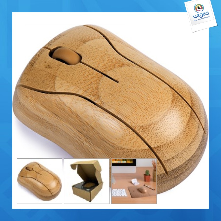 Souris optique personnalisée wireless en bambou