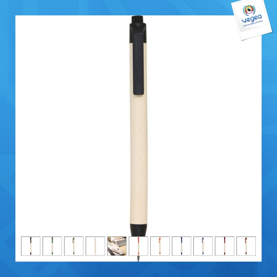 Stylo à bille personnalisable en carton recyclé de lait et pla