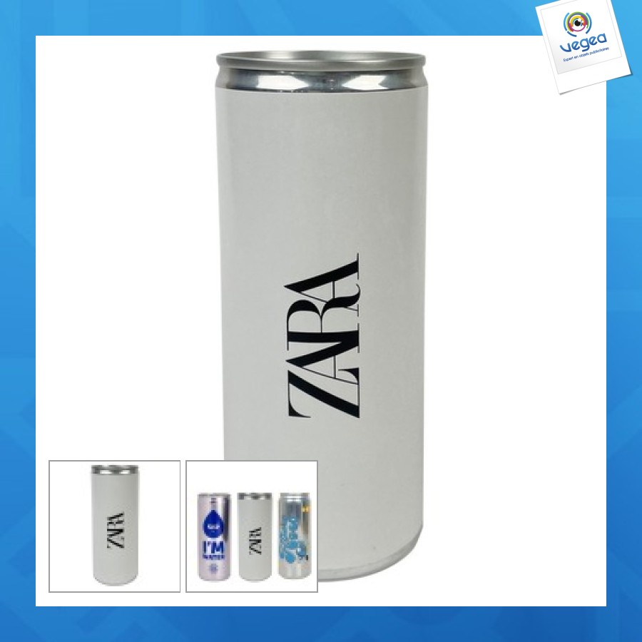 Canette personnalisable d'eau personnalisée de 250ml, légèrement pétillante, étiquette adhésive