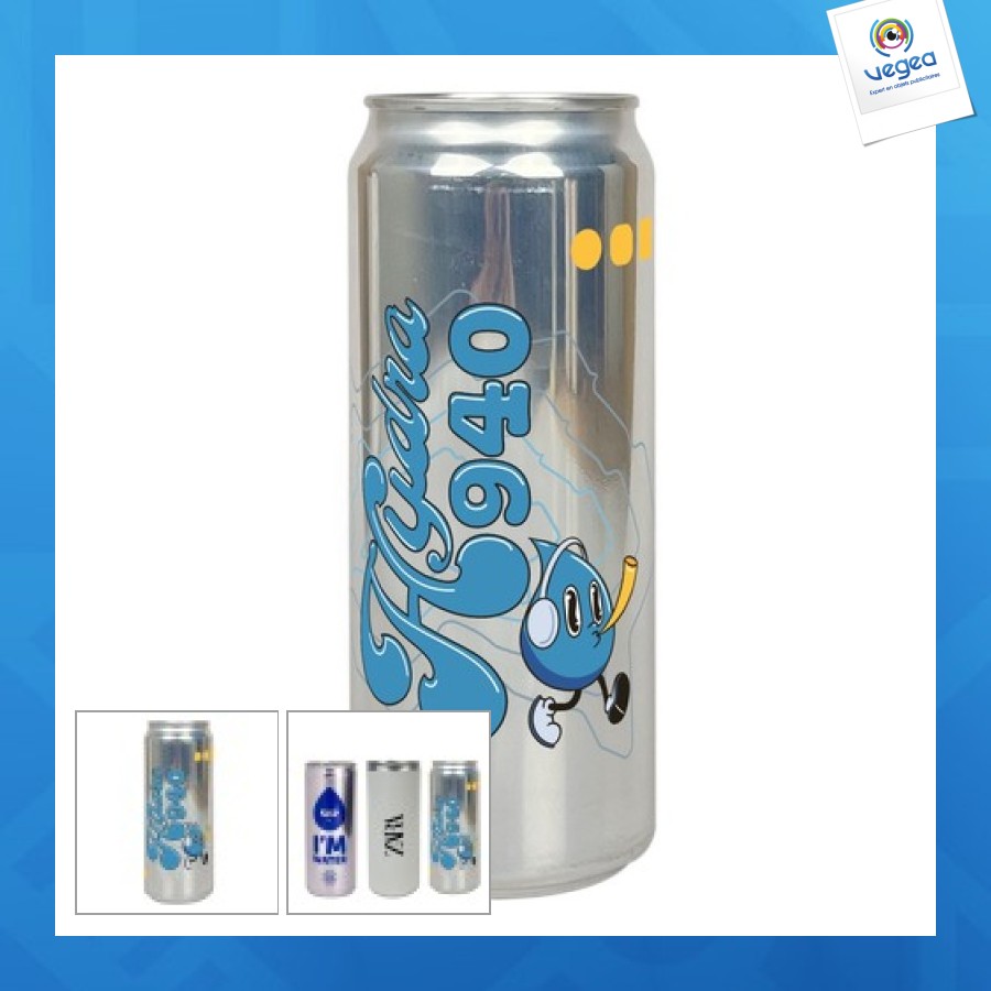 Canette personnalisée d'eau personnalisée de 250ml, gazeuse, étiquette adhésive