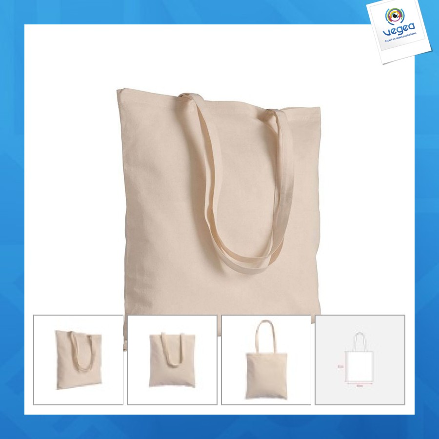 Shopper en coton 130g/m², anses longues