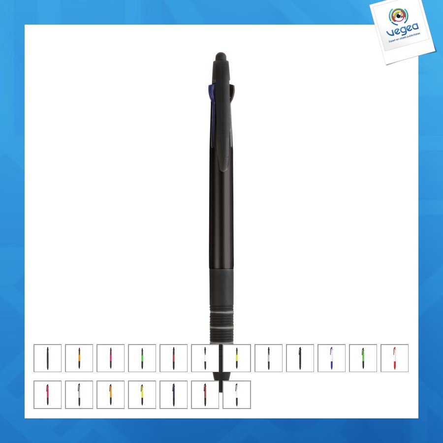 Stylo bille personnalisable en 3 couleurs bleu/rouge/noire avec touch screen