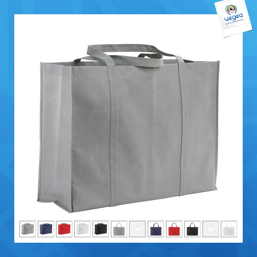 Shopper maxi avec soufflet en tnt 100g/m² cousu avec anses longues