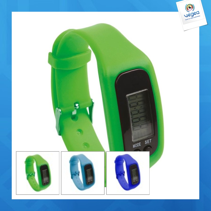 Montre connectée personnalisable : pedomètre, calorie brulée, distance parcourue, montre. bracelet en gomm