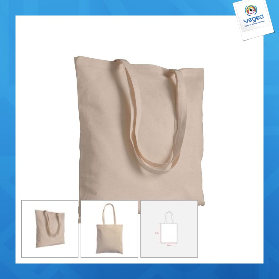 Sac shopping publicitaire en coton 180g/m² avec anses longues