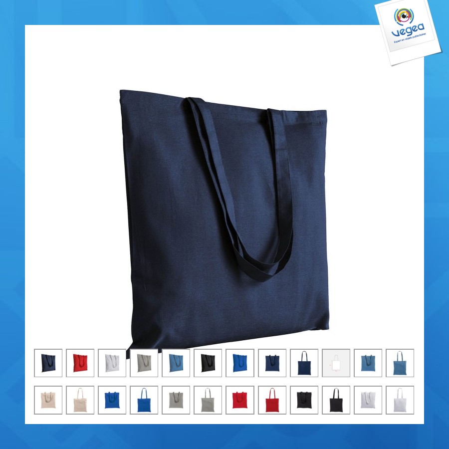 Tote bag personnalisable en coton/polyester recyclé 180g/m², anses longues
