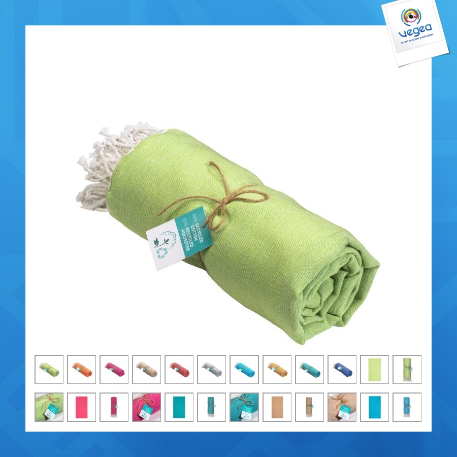 Paréo en coton recyclé 180g/m² 90x170cm avec franges