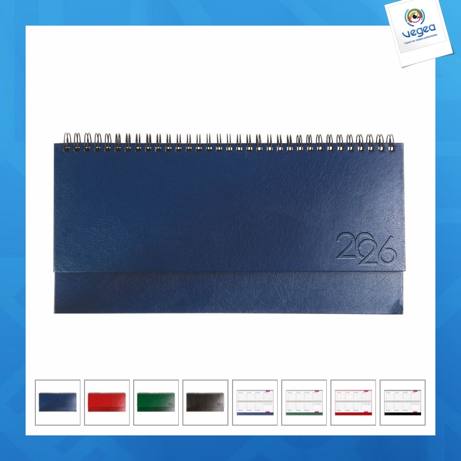 Agenda personnalisable de bureau hebdomadaire 2026 avec couverture en carton laminé
