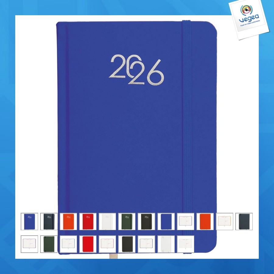 Agenda journalier publicitaire 2026, couverture rigide en carton laminé
