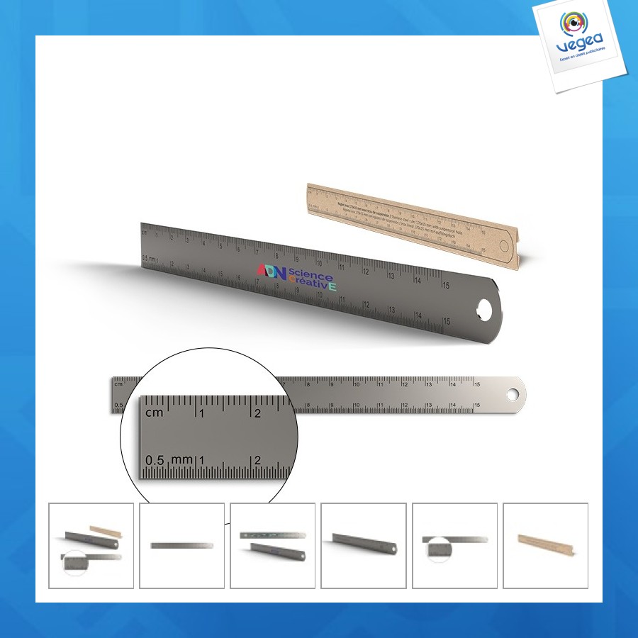 Réglet précision inox 170x15mm avec trou de suspension